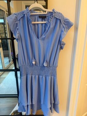 Gibsonlook Blue Tassel Smocked Waist Dress size Large